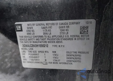 2017 Chevrolet Equinox Lt from USA, damaged, VIN 2GNALCEK0H1556212